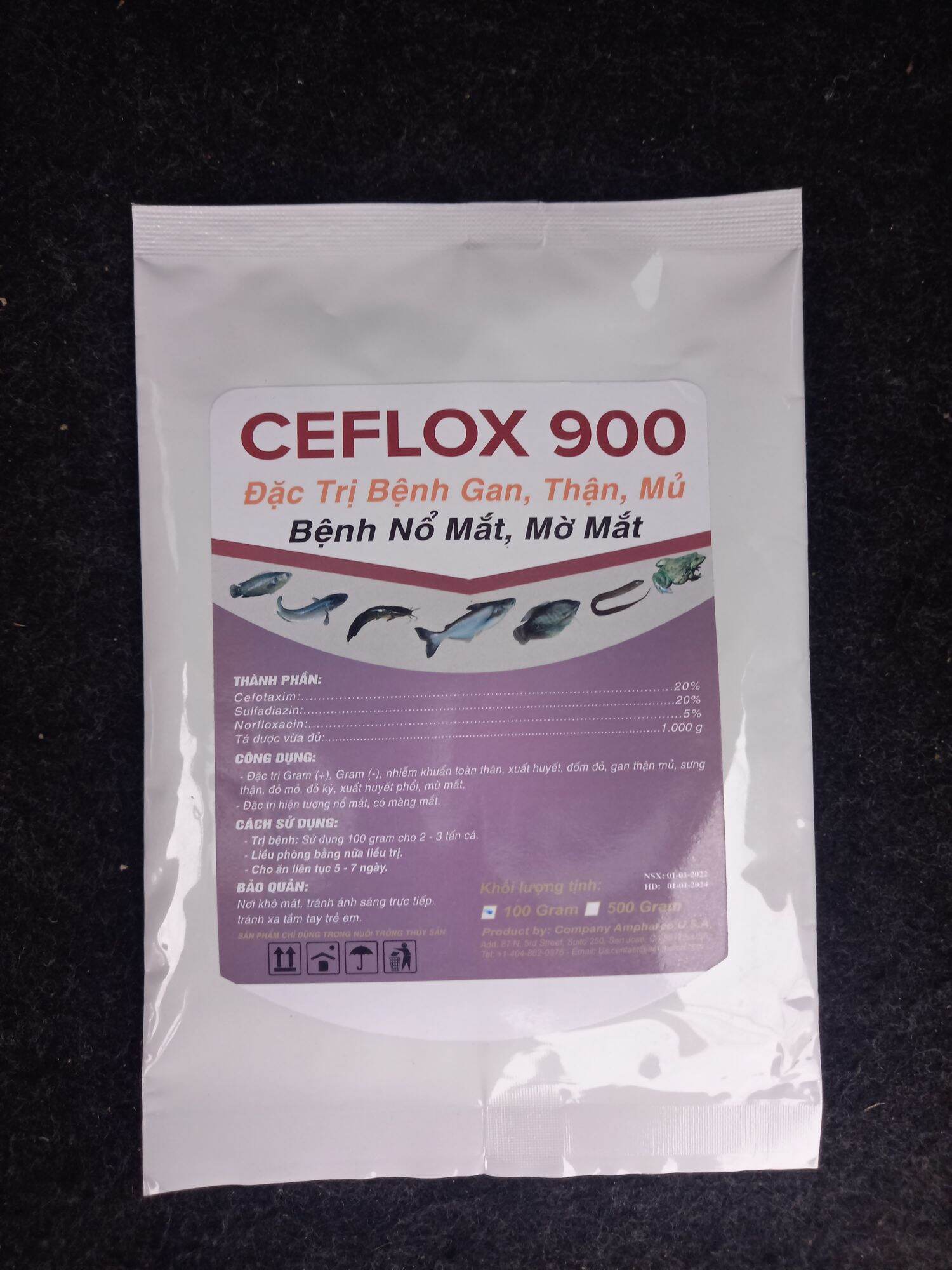 CEFLOX 900 Đặc tri bệnh gan thận mủ nổ mắt mờ mắt trên cá ếch lươn