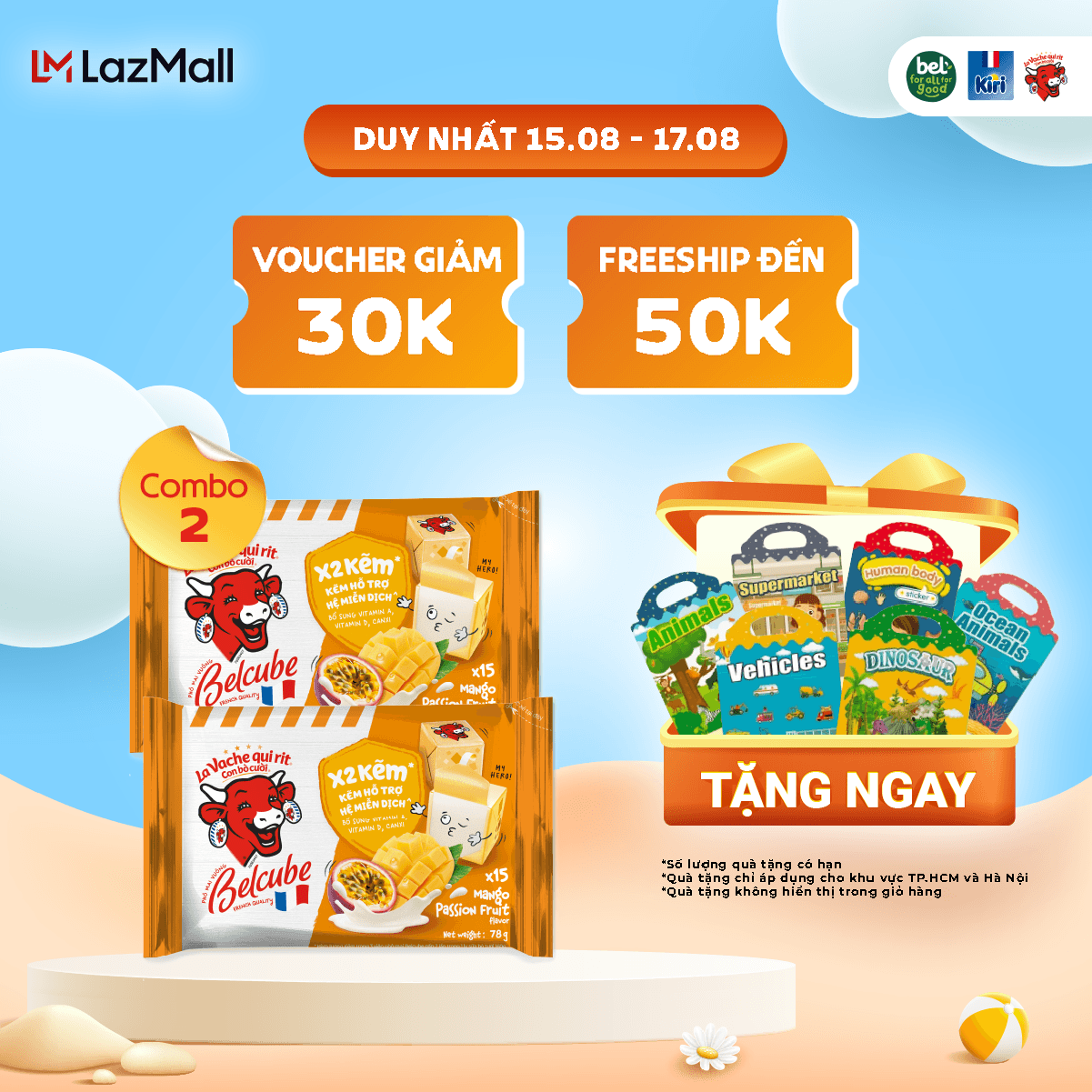 Combo 2 Phô mai vuông Belcube Xoài Chanh Dây 15C 78Gx15