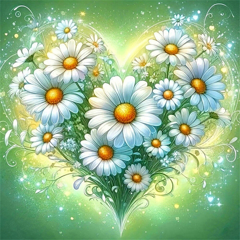 Evershine | Evershine 11CT Daisy 5D DIY Cross Stitch Kit Vải Thêu Canvas Quà Tặng Thủ Công Hoa Họa Tiết Trái Tim Phong Cách Hiện Đại Vá Tay