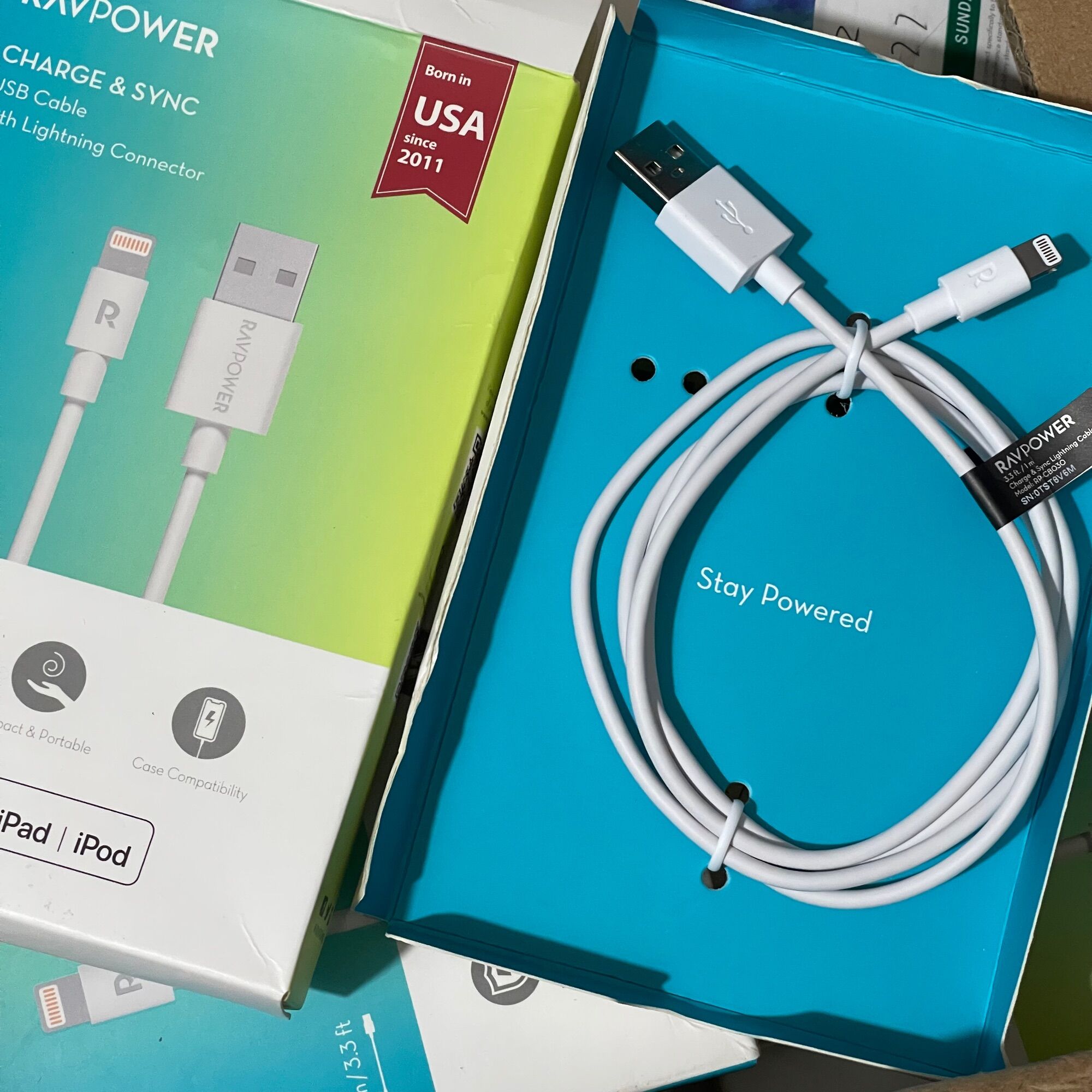 Cáp USB A to Lightning Ravpower MFi 1m