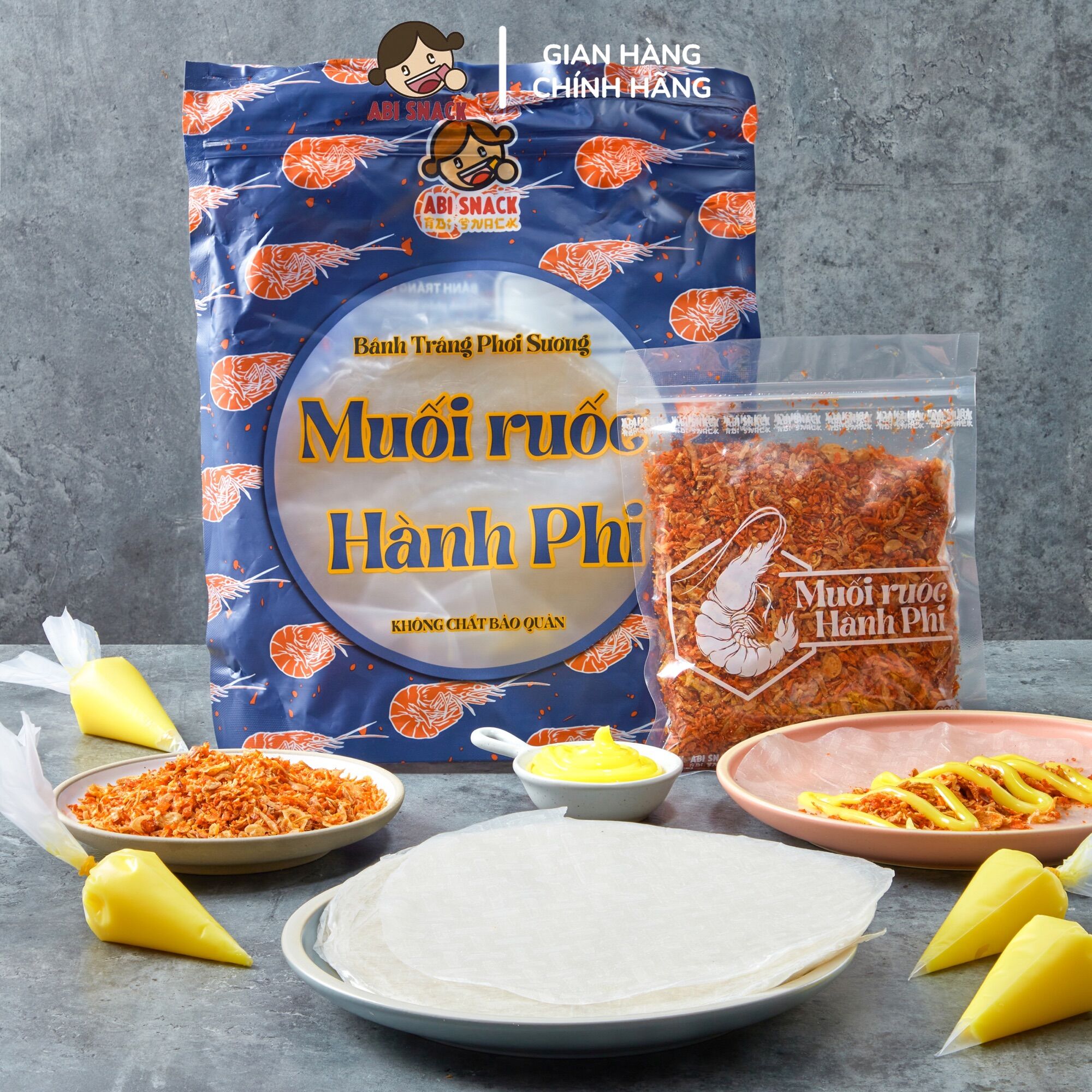 Bánh Tráng Phơi Sương Muối Ruốc Hành Phi - Abi Snack - 606gram