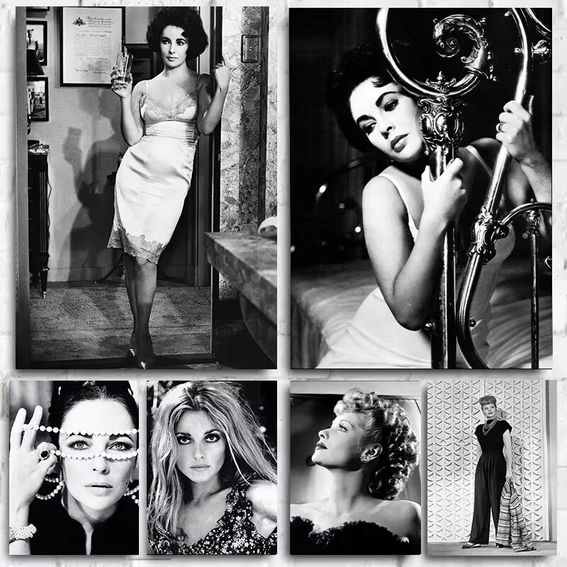 Vintage Elizabeth Taylor Sharon Tate Lucille Bóng Poster Canvas Nghệ thuật treo Tường In Hấp Dẫn Phong Cách Hiện Đại Động Vật Chủ Đề Cho Gia Đình Trang Trí Phòng