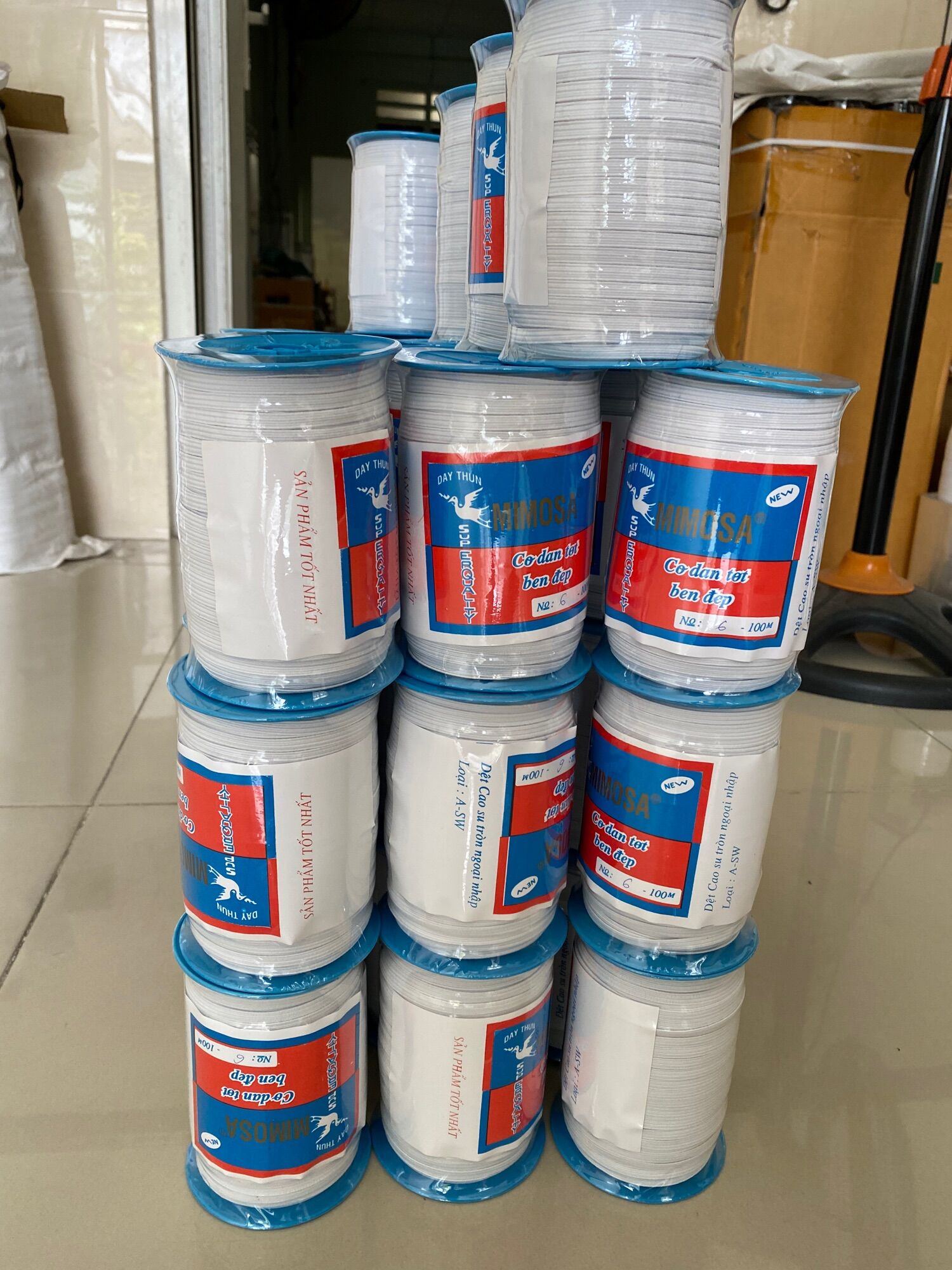 [HCM]Thun Mimosa bản 7li (số 8) màu trắng cuộn dài 100m