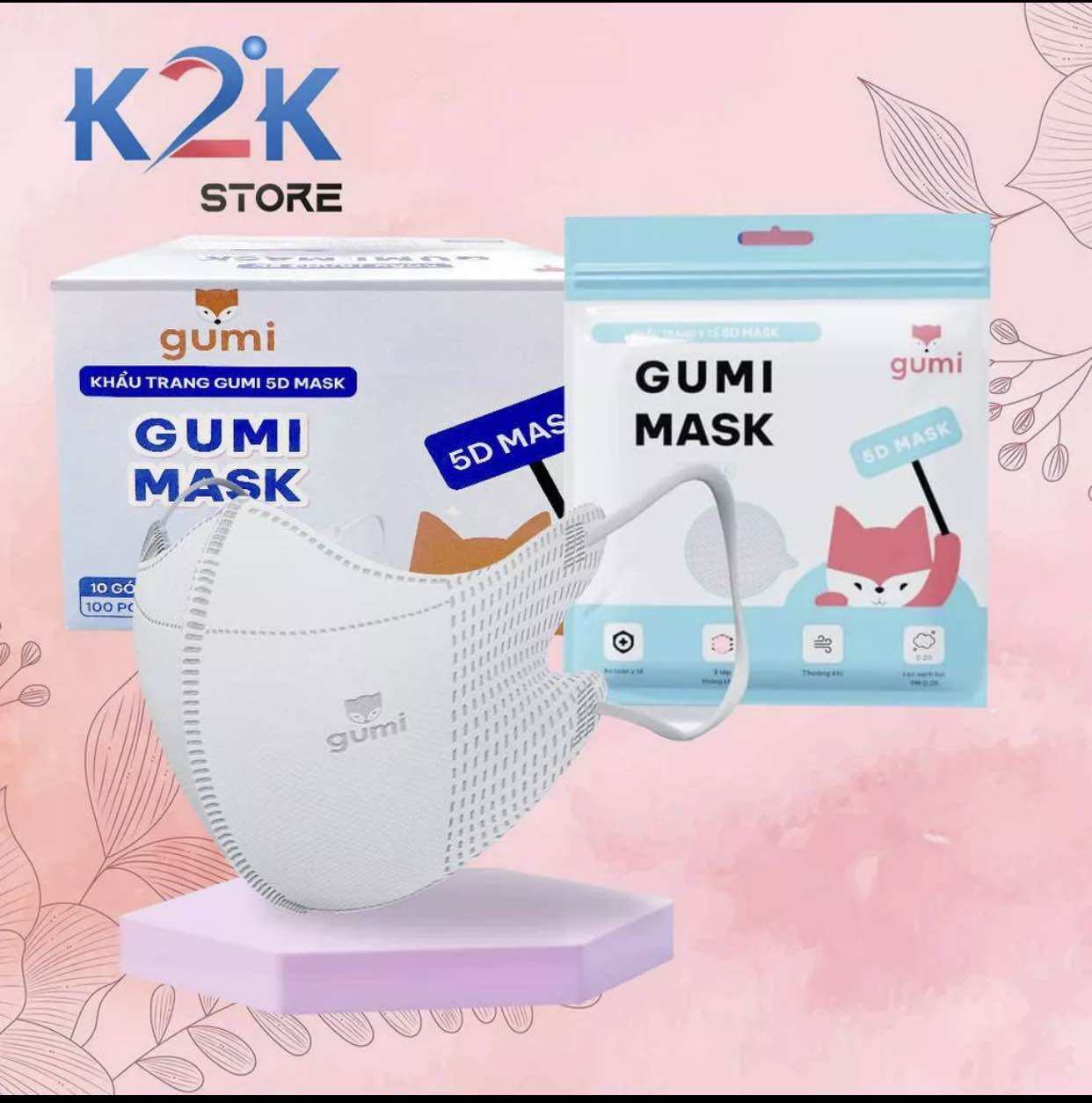 Khẩu trang y tế 5D Gumi 3 lớp mask kháng khuẩn lọc bụi PM 2.5