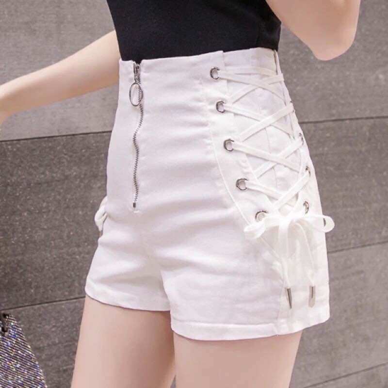 Mẫu Mới Quần short nữ kaki lưng cao body đan dây hông 2 bên- quần đùi nữ-quần đùi nữ đi chơi -quần đùi nữ giá rẻ, Quần short nữ lưng cao kiểu đan dây hai bên mặc tôn dáng siêu xinh