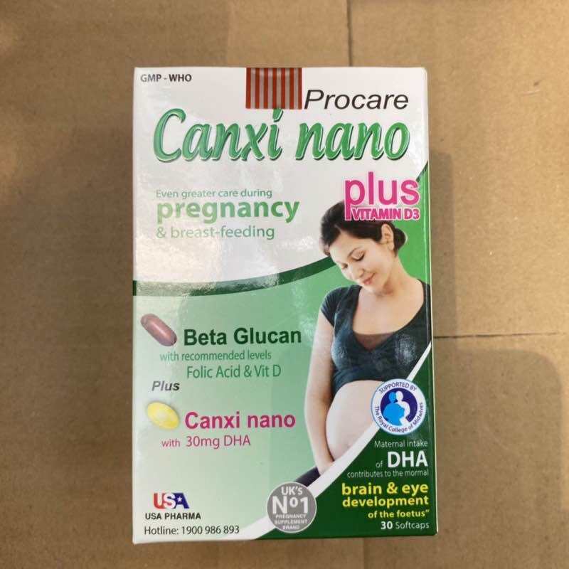 Canxi cho bà bầu PROCARE CANXI NANO Plus bổ sung canxi cho phụ nữ chuẩn bị mang thai và cho con bú