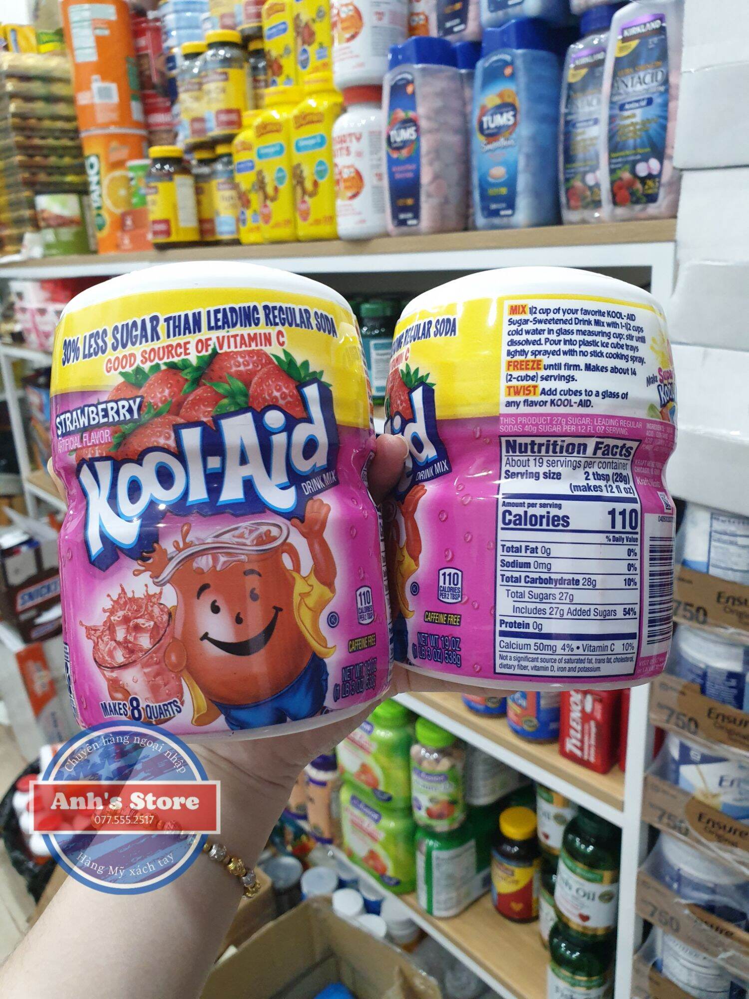 Bột Pha Nước Trái Cây Kool-Aid Mỹ 538g - hương dâu
