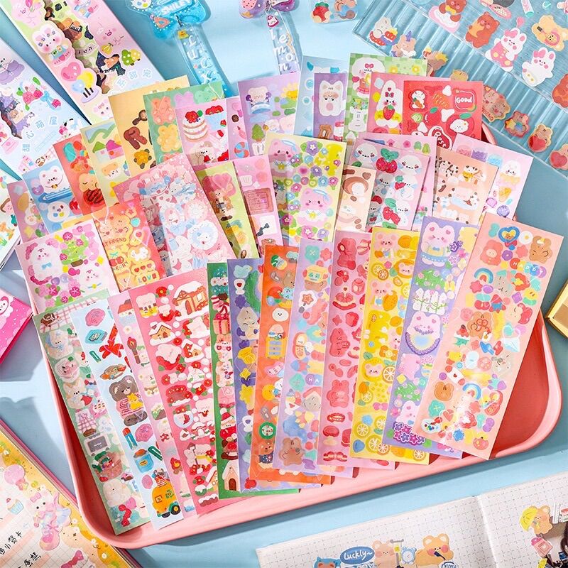 1 Miếng Dán Sticker Trang Trí Toploader Sổ Tay Lấp Lánh Laser Bling Bling Cartoon