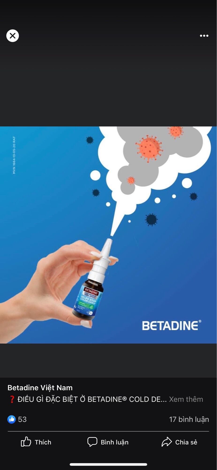 BETADINE KIDS COLD NASAL SPRAY (XỊT MŨI TRẺ EM) 20ml