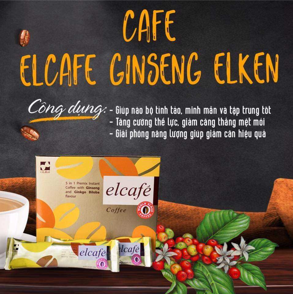 Cà phê elcafe elken giảm stress, giảm cân, hộp 20 gói