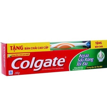 Tặng kèm bàn chải kem đánh răng colgate ngừa sâu răng tối đa 225g