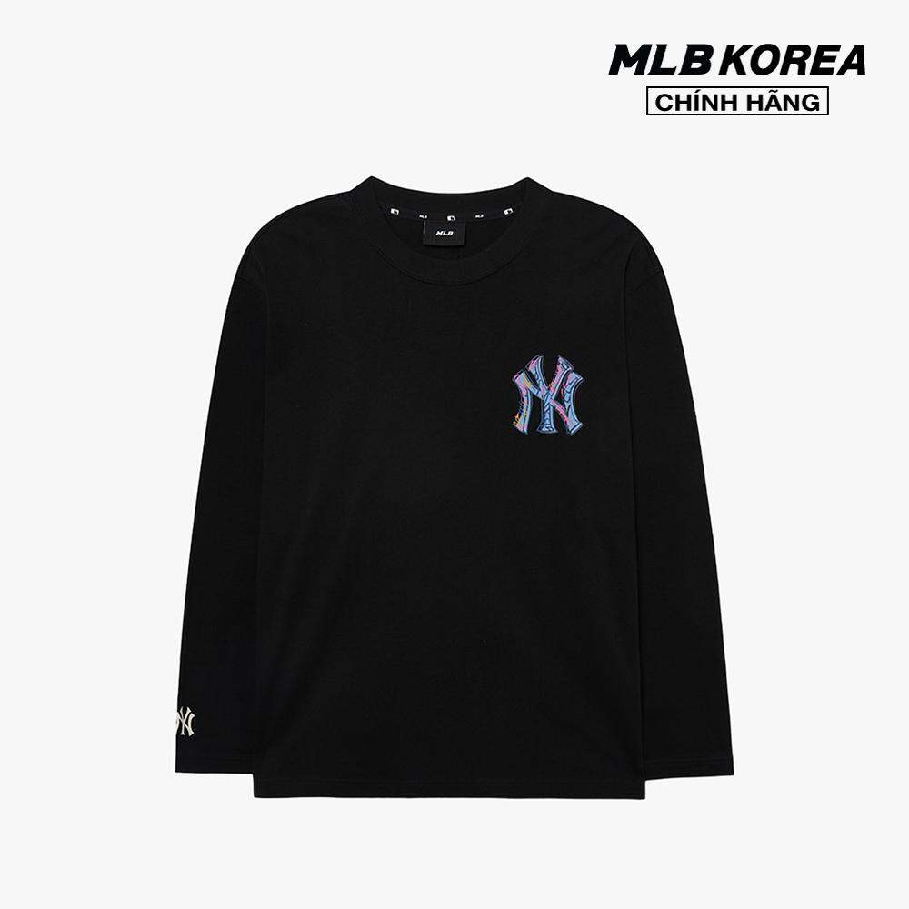 Mlb - áo thun unisex cổ tròn tay dài hiện đại 3atsl2034-50bks