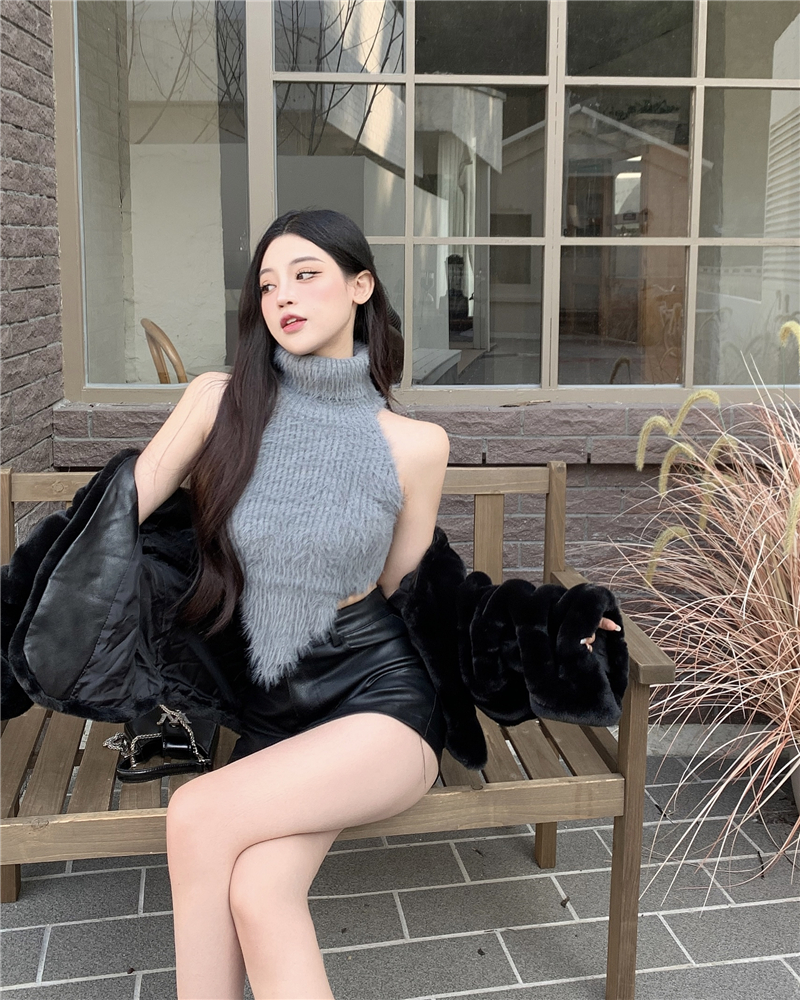 áo lông sát nách cổ gập vạt yếm sexy