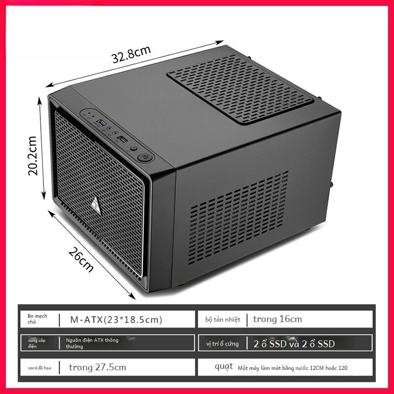 Golden Field | ITX Mini Case Large Power Support 23*18cm Giá 1,053,000 Đồng*Miễn phí vận chuyển