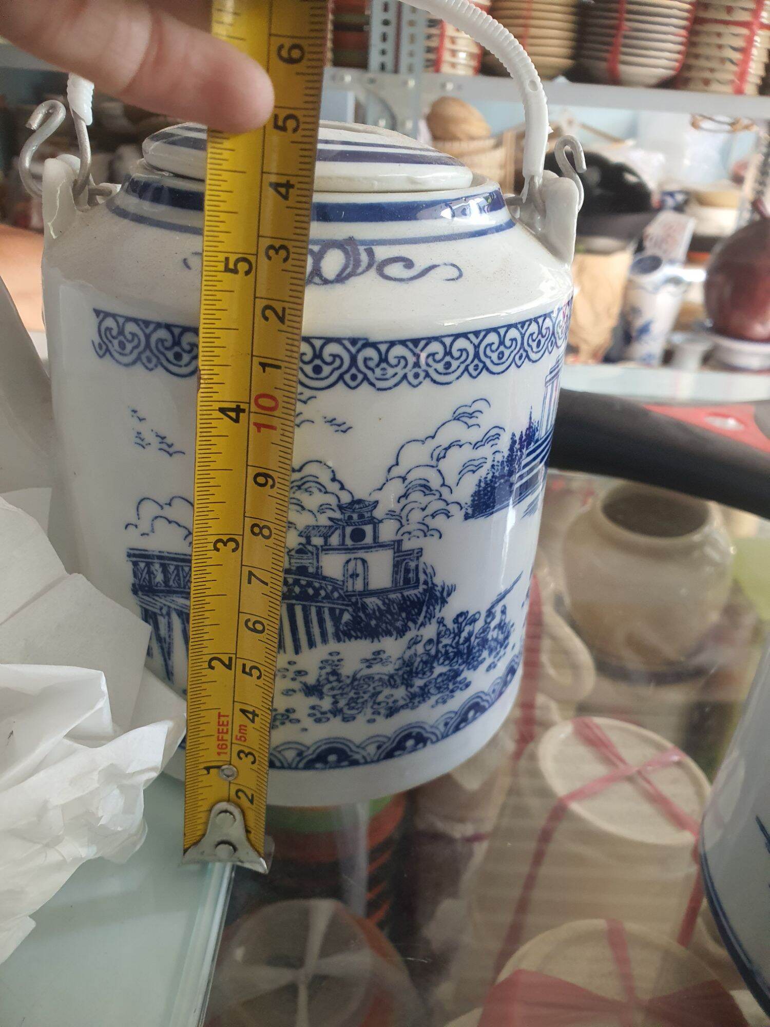 Bộ trà sứ 1200ml kèm 6 tách ( cao 14cm )