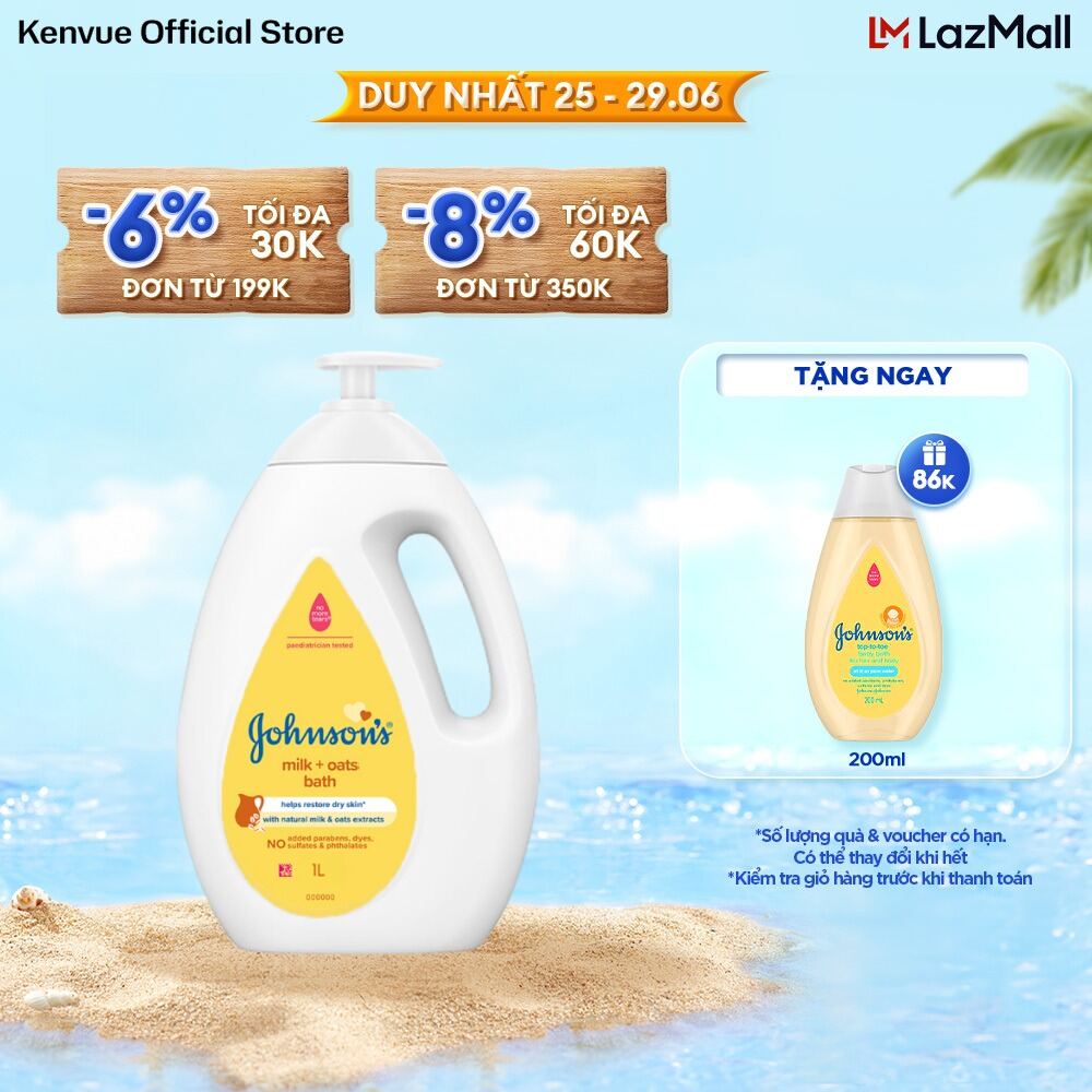 Sữa tắm Johnson's chứa sữa và gạo/yến mạch 1000ml
