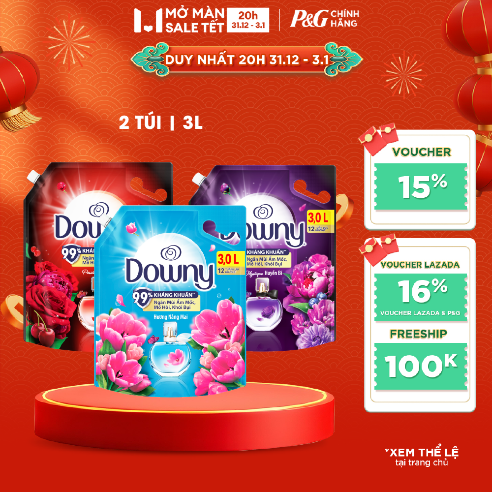  Combo 2 Nước Xả Vải DOWNY Hương Nước Hoa Cao Cấp Đam Mê Túi 3L 