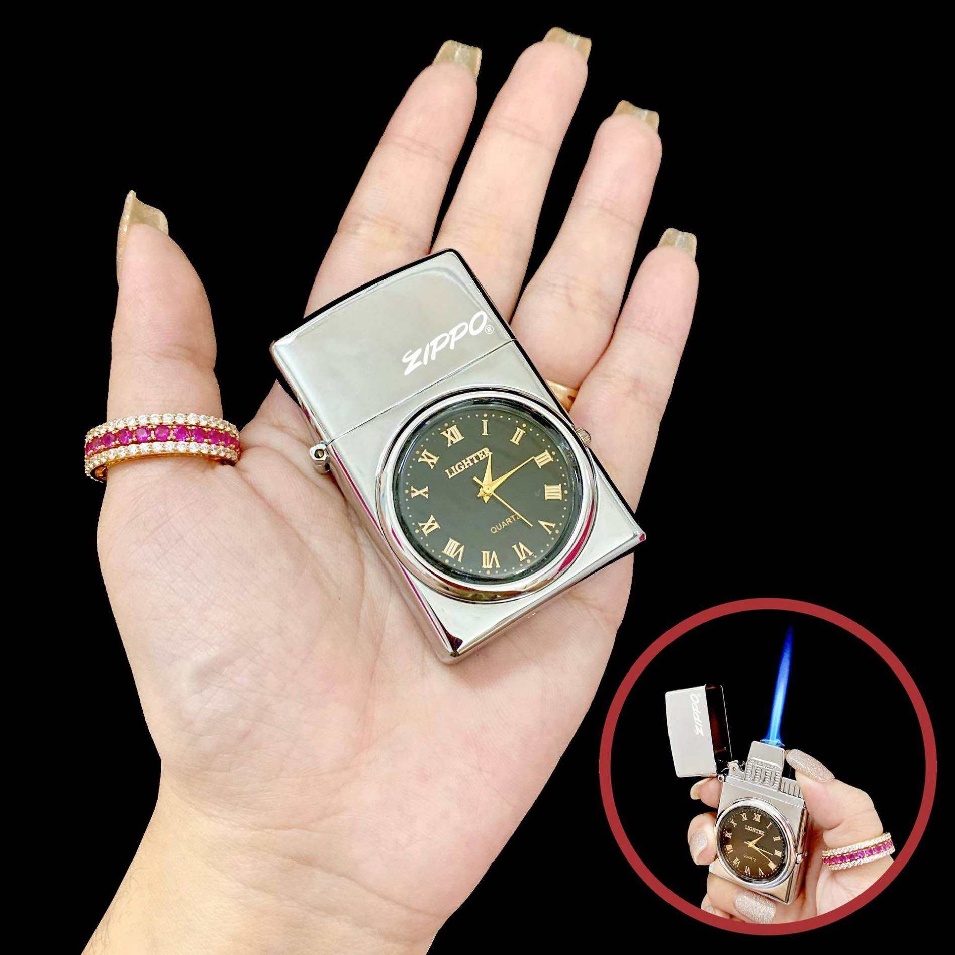 BẬT LỬA ZIPPO LỬA KHÈ - ĐỒNG HỒ 2IN1 (CÓ HỘP) - (XÀI GAS)_ Độc Lạ AI