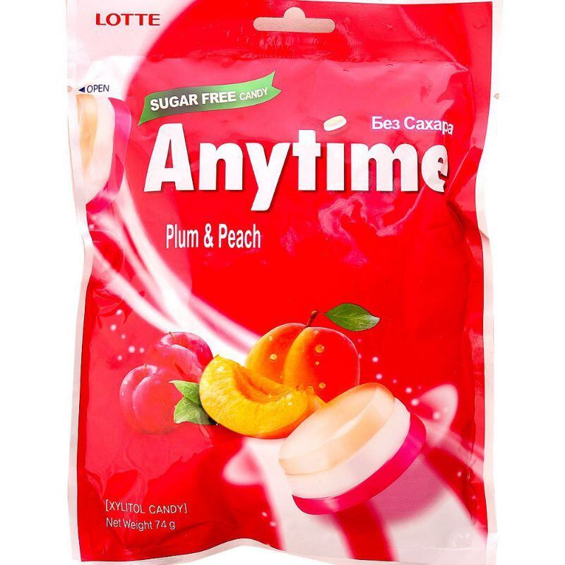 Kẹo Lotte Anytime không đường vị đào 74g