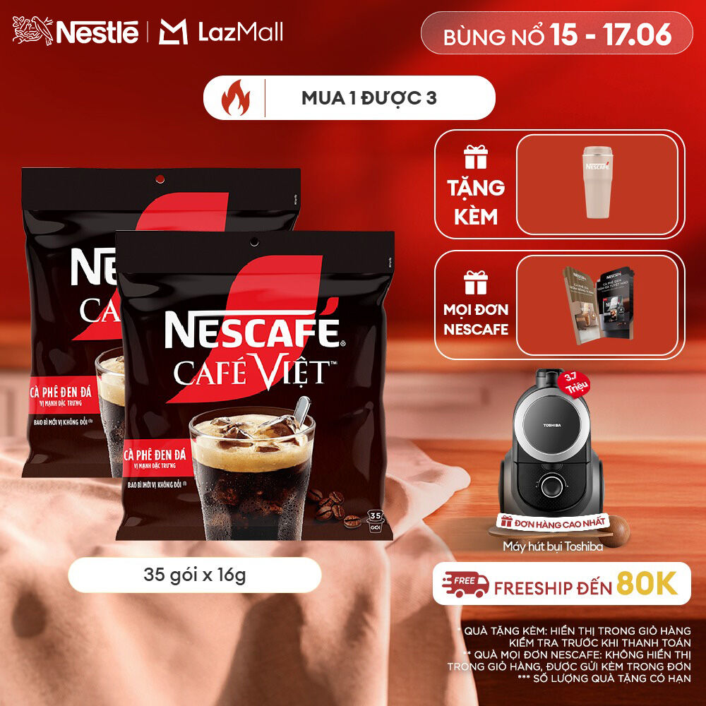 [ƯU ĐÃI THÁNG 6][Giao hàng toàn quốc] Combo 2 Cà phê đen hòa tan NESCAFÉ CAFÉ VIệT (Túi 35 gói x 16g)