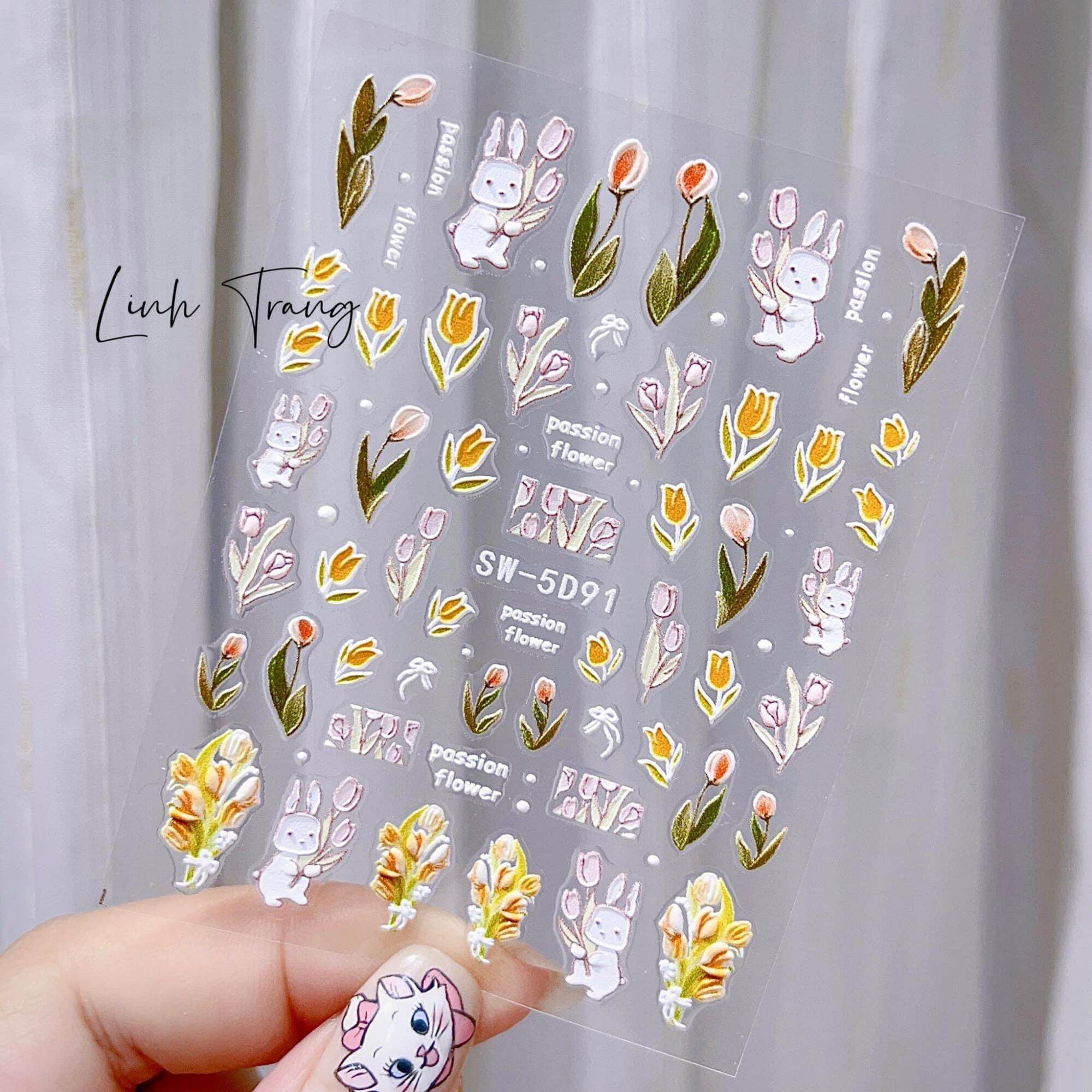 Sticker lụa Sticker 5D dán móng trang trí nail cao cấp