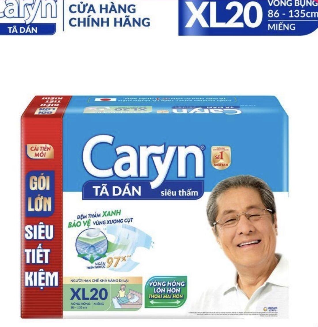 Tả dán người lớn, bỉm người già Caryn, siêu thấm chống tràn 4 chiều dành cho người cao tuổi size lớn XL 10 miếng - quycokhoedep iph