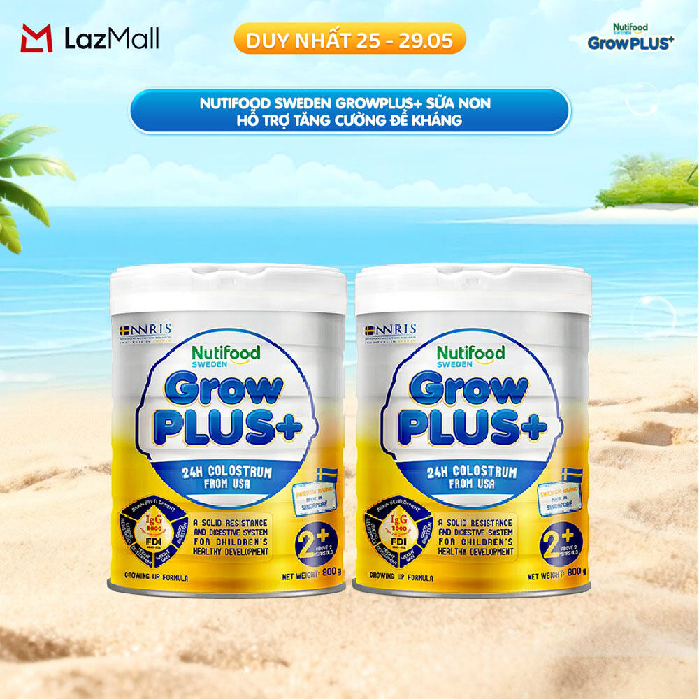 Combo 2 Sữa non GrowPLUS+ (vàng) - Hỗ trợ tăng cường đề kháng trên 2 tuổi Singapore tăng cường hệ miễn dịch và hấp thu chất dinh dưỡng (2lon x Lon 800g) - Grow Plus+