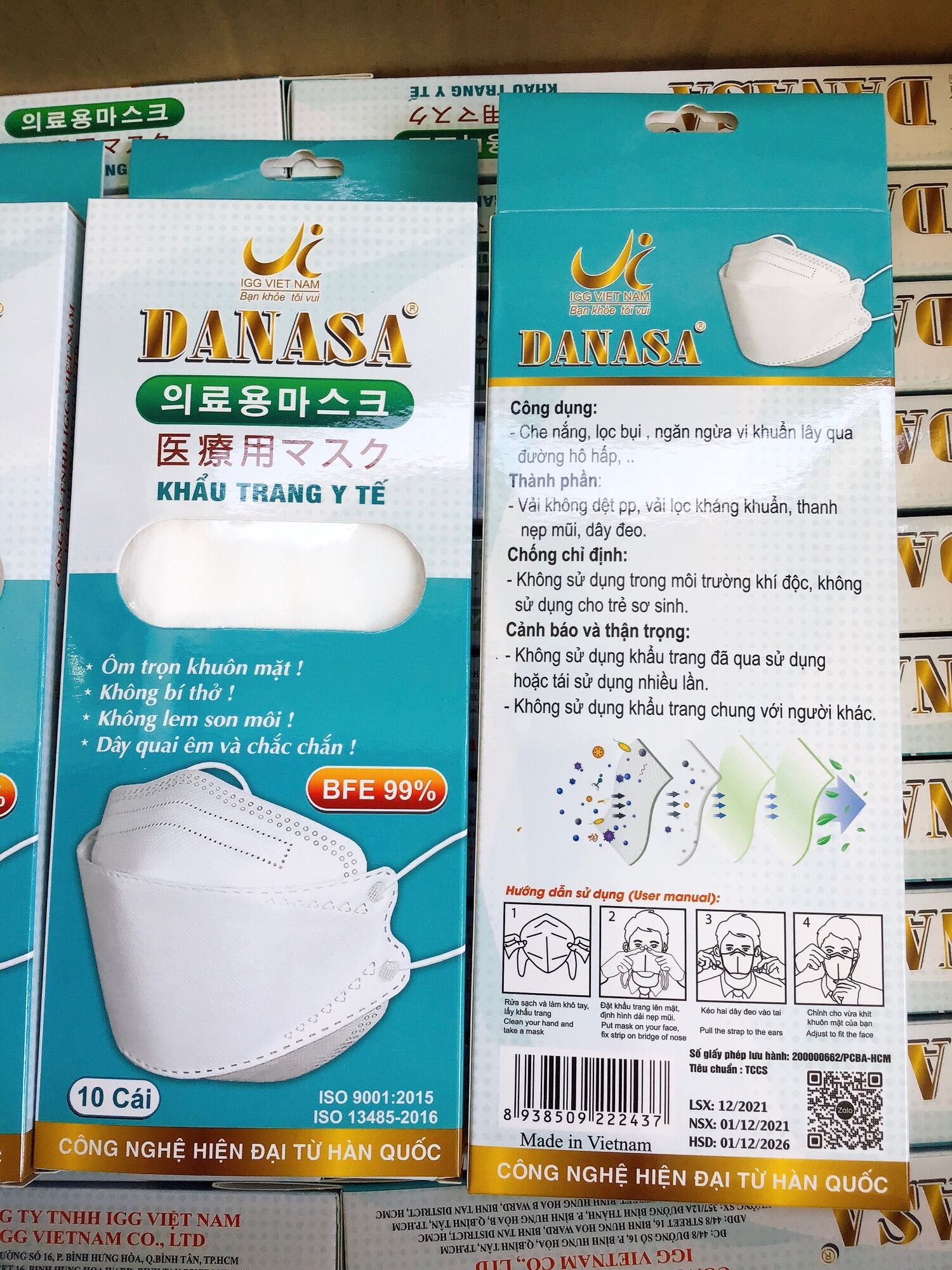 Khẩu trang 4D cao cấp Danasa (hộp 10 cái) KF94