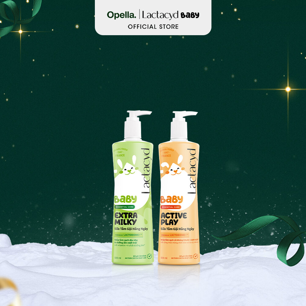  Bộ Sữa Tắm Gội Trẻ em Lactacyd Baby Active Play 500ml +1 Lactacyd Baby Extra Milky 500ml 