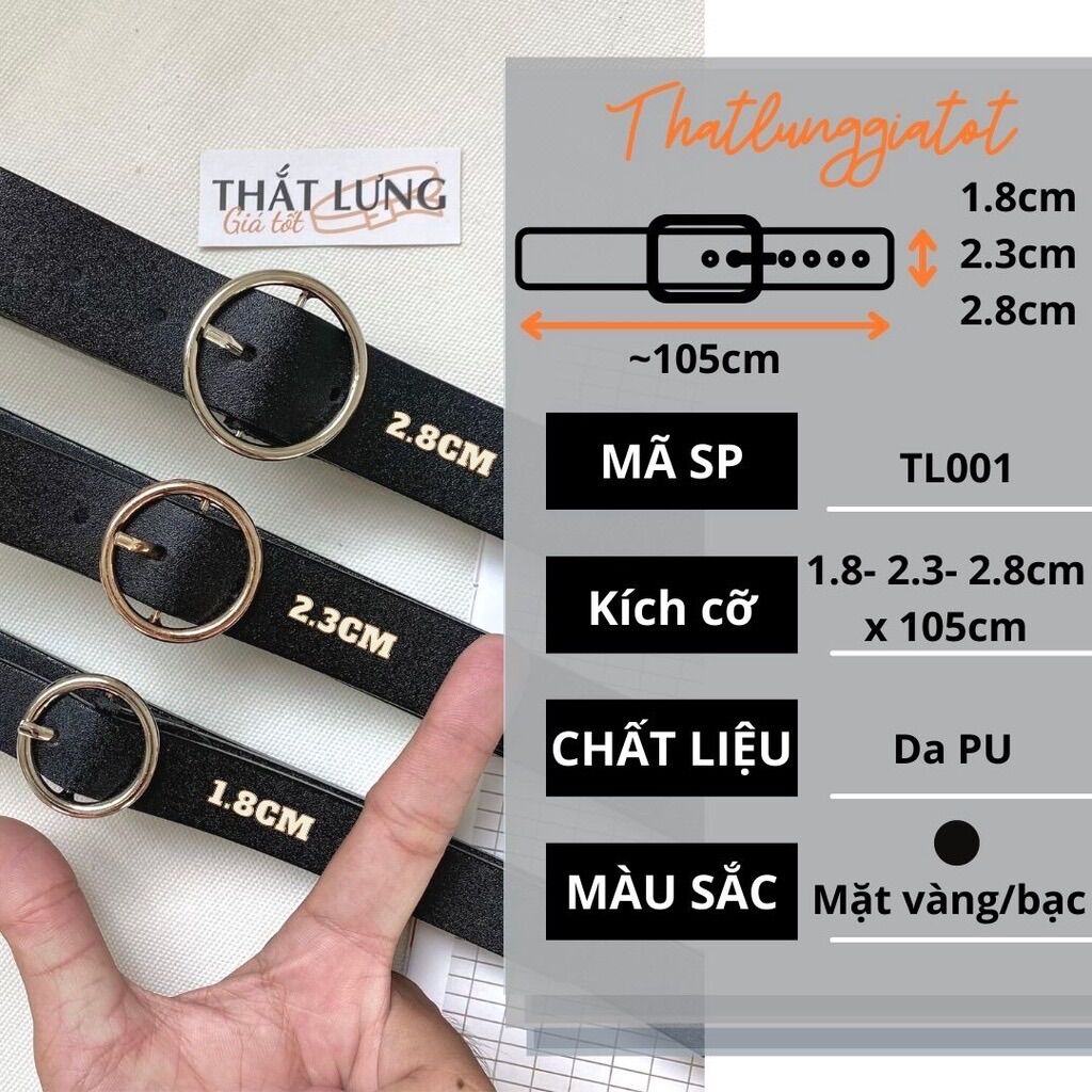 Thắt lưng nữ mặt tròn da mềm (Hỗ trợ bấm cắt dây nịt) TL001 - Thắt Lưng Giá Tốt
