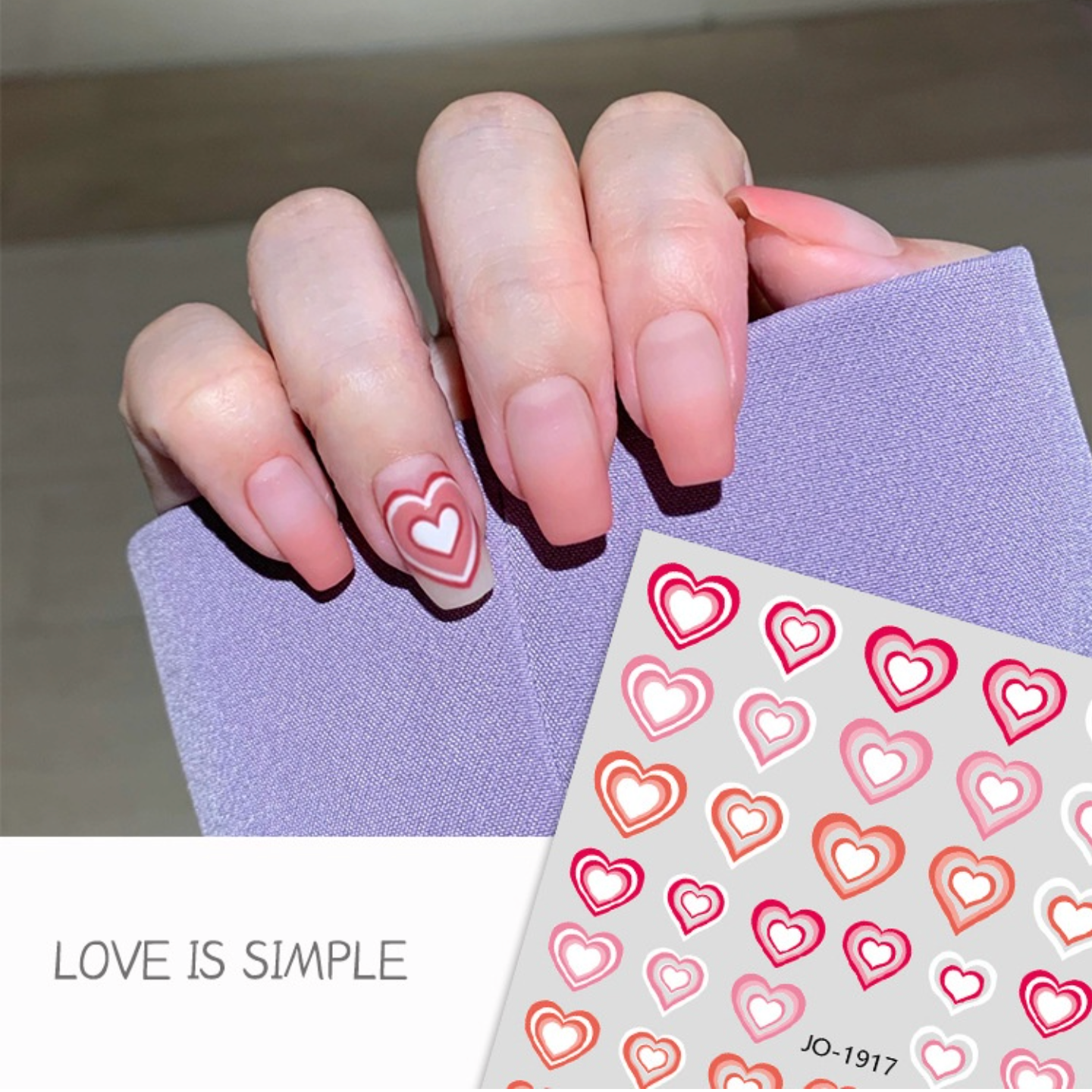 Sticker dán móng trang trí nail mẫu hình trái tim