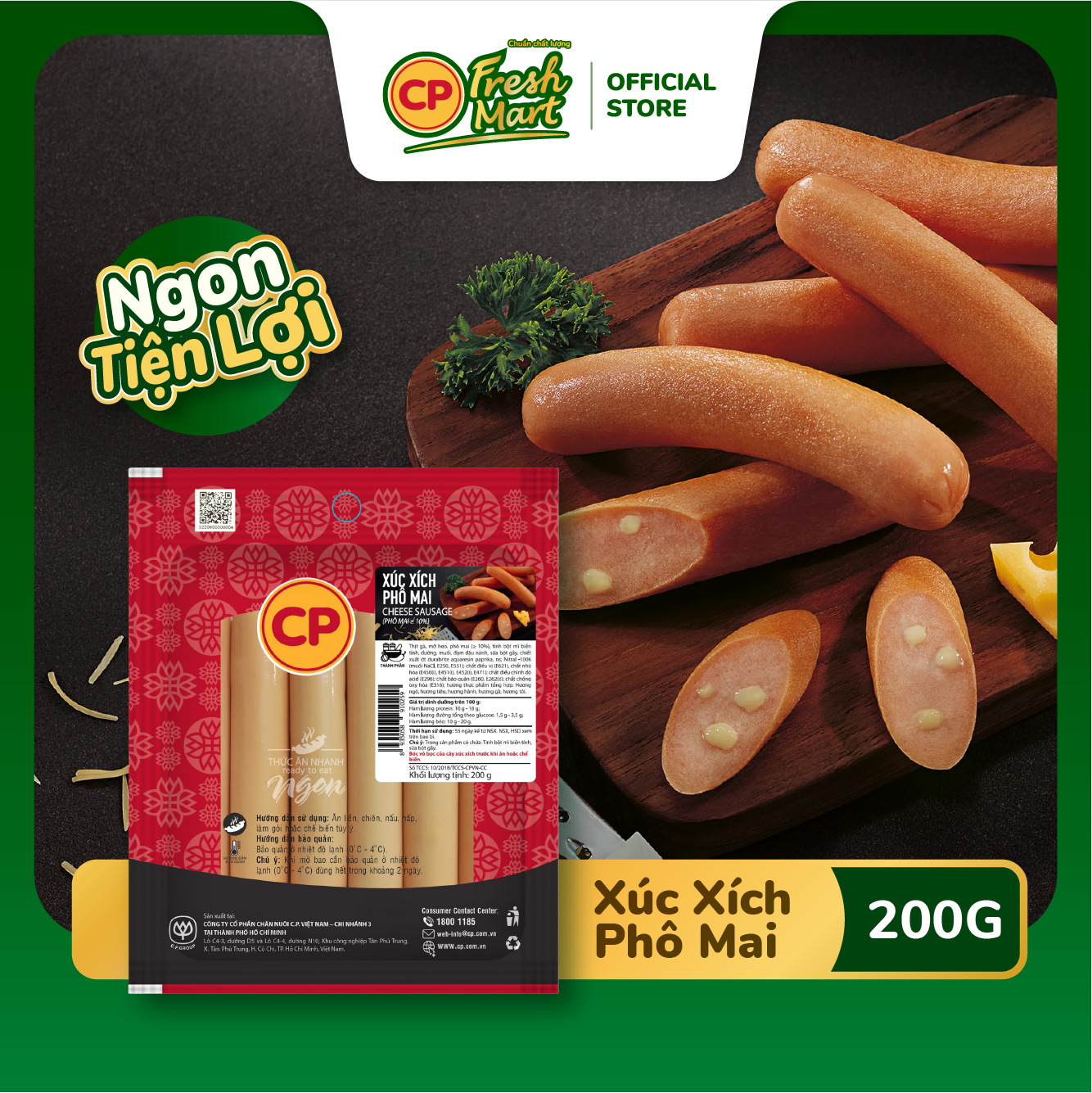Xúc Xích Phô Mai CP - Ngon Tiện Lợi - Snack Ăn Vặt Cho Bé - CP Fresh Mart