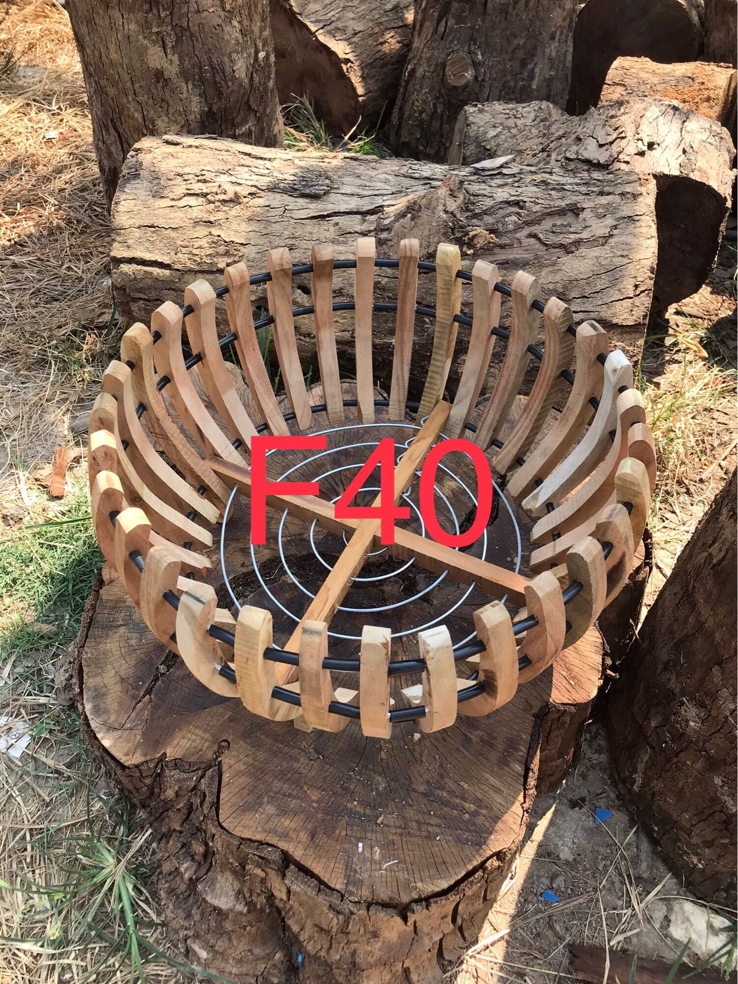 Chậu gỗ bí trồng lan F40