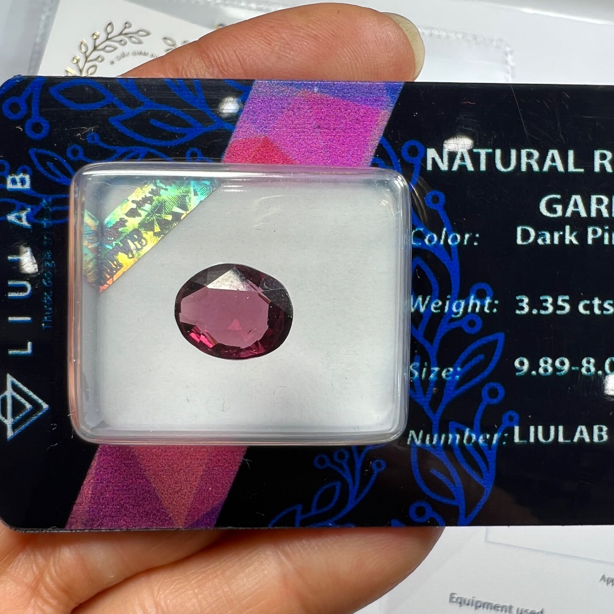824477-ĐÁ GARNET  TÍM ,HỒNG ( THIÊN NHIÊN ) ĐÃ KIỂM ĐỊNH LIULAB