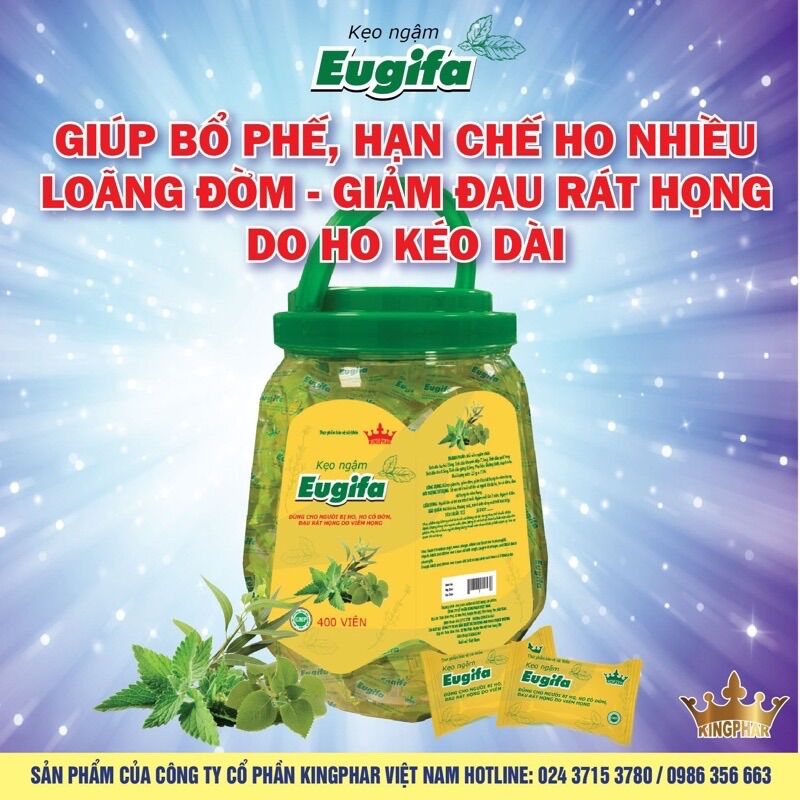Kẹo ngậm ho Eugifa ( hũ 400 viên)-Hỗ Trợ Giảm Ho