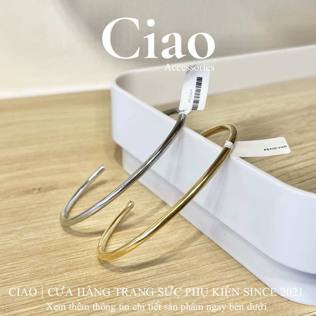 Vòng tay, lắc tay titan không đen gỉ bản trơn đơn giản mã 111 Ciao
