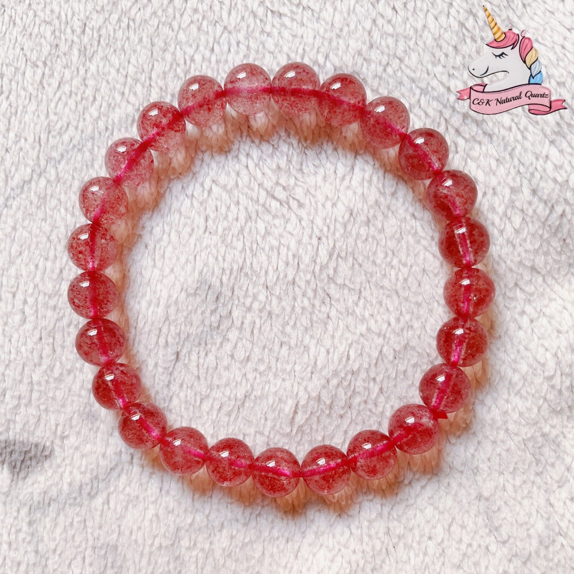 Thạch Anh Dây Tây/ Strawberry Quartz/ 7-12mm/ Thạch anh thiên nhiên 100%/ Vòng đá phong thủy