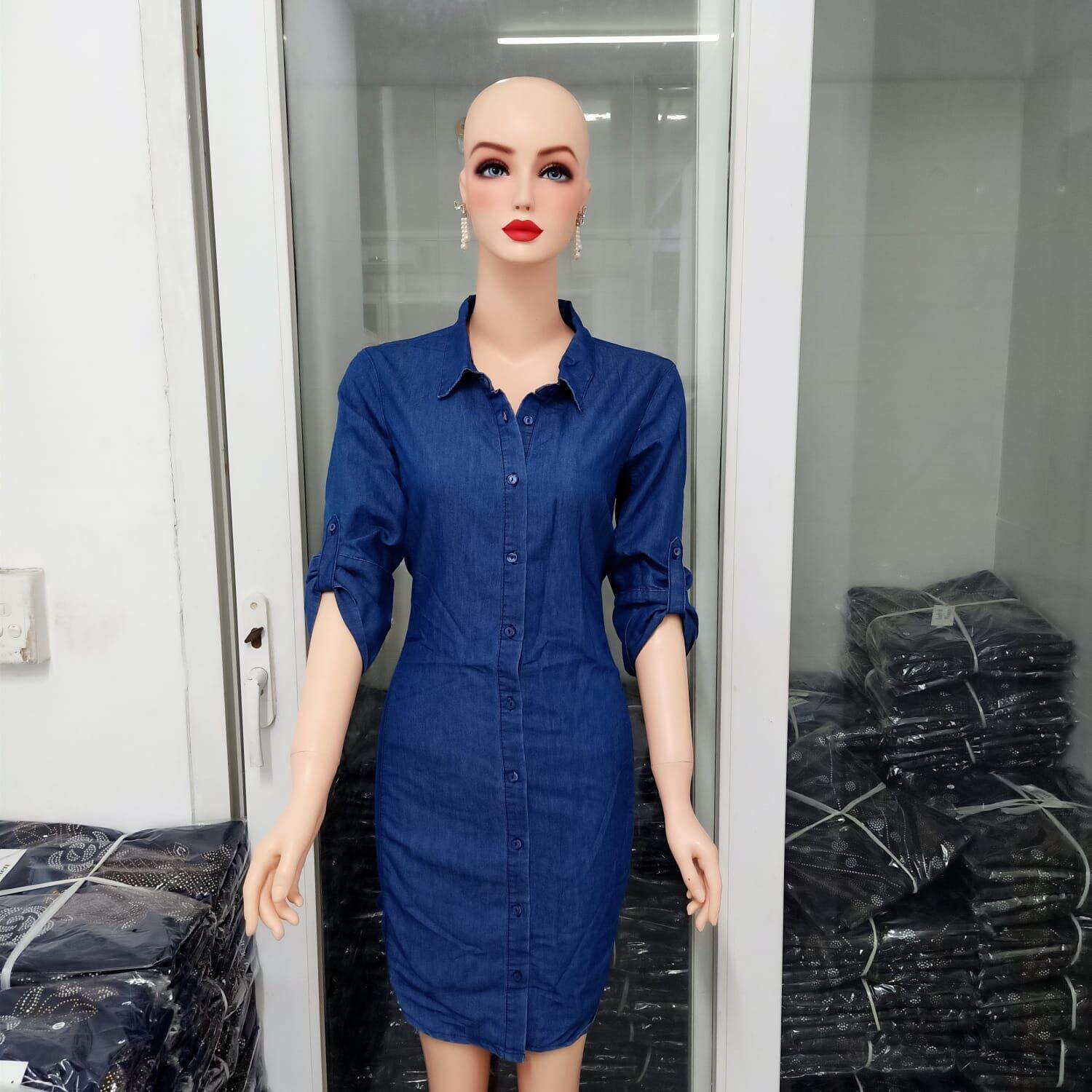 Đầm jean sơ mi
