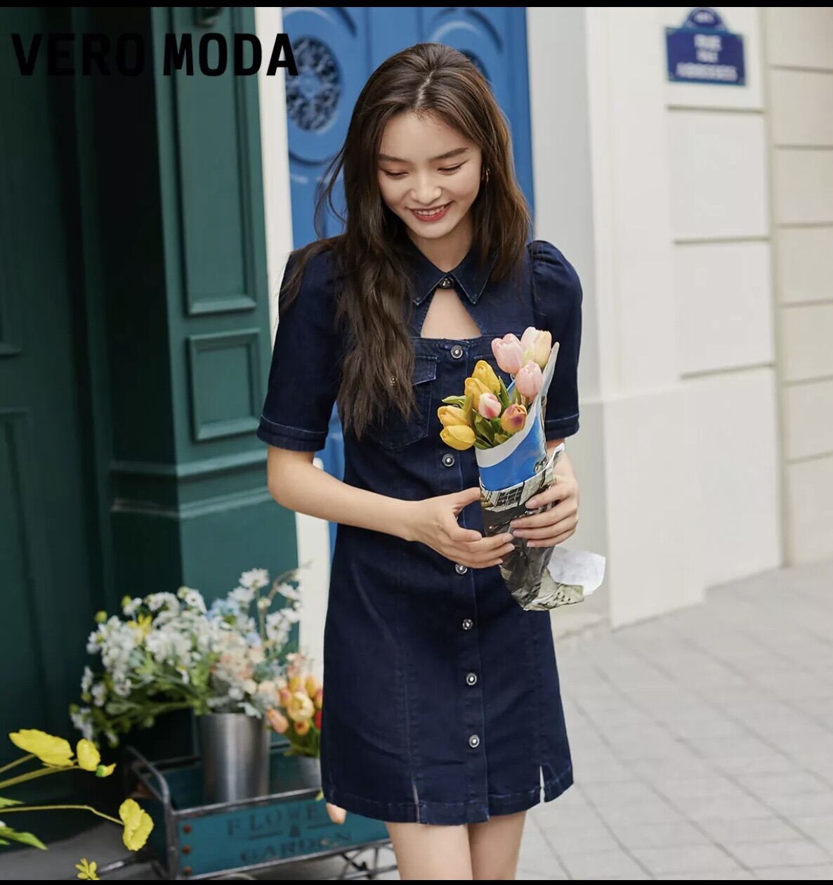 Đầm denim tay bồng Vero Moda