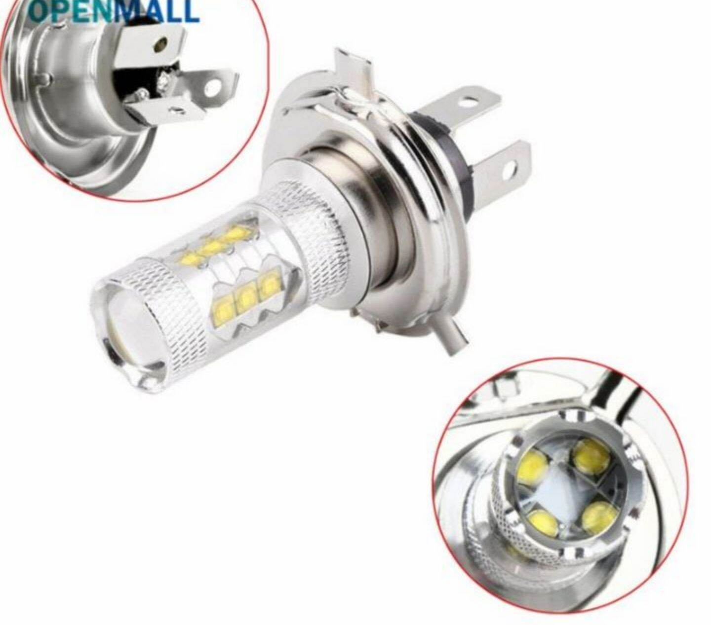 BÓNG ĐÈN PHA LED SIÊU SÁNG H4 80W LẮP XE MÁY VÀ ÔTÔ