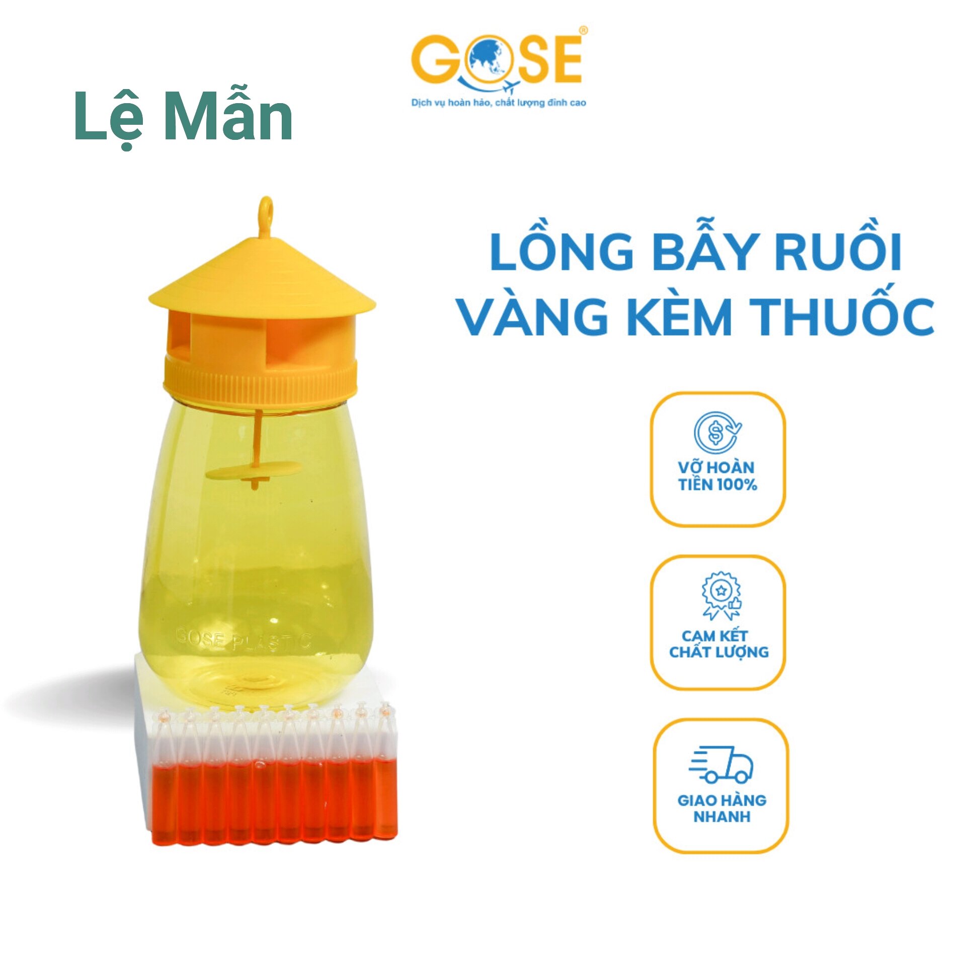Lồng bẫy ruồi vàng - Bình bẫy ruồi vàng kèm thuốc dẫn dụ