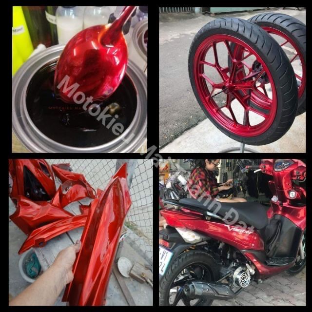 Sơn Màu Đỏ Candy 1K ( Phủ Bóng ) ( Sơn oto xe máy )Motokieu MaiThànhĐạt