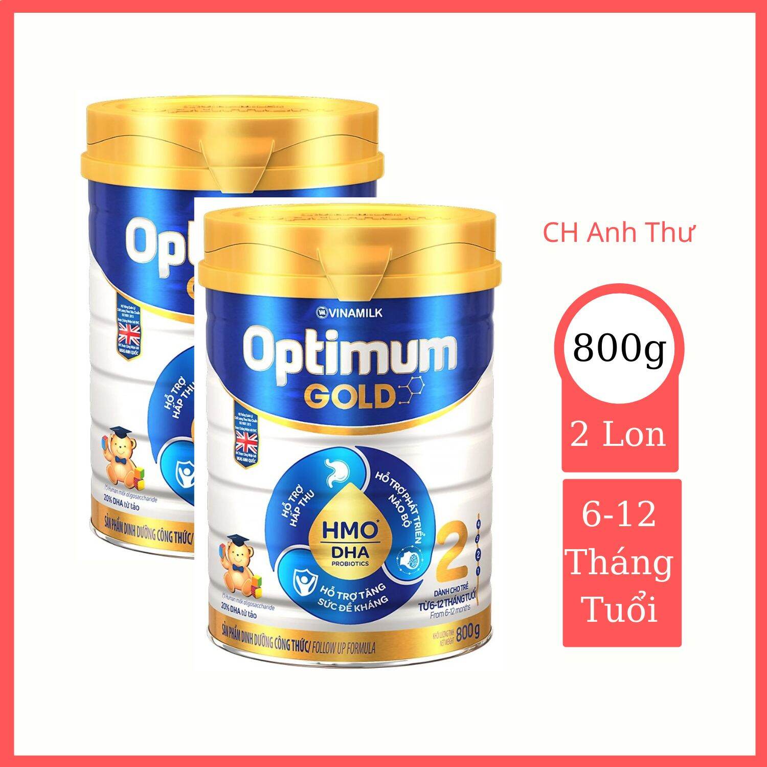 Combo 2 hộp sữa vinamilk optimum gold 2 - 800g