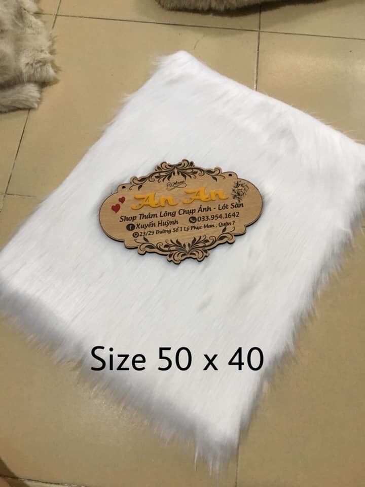 Thảm lông màu trắng lông dài