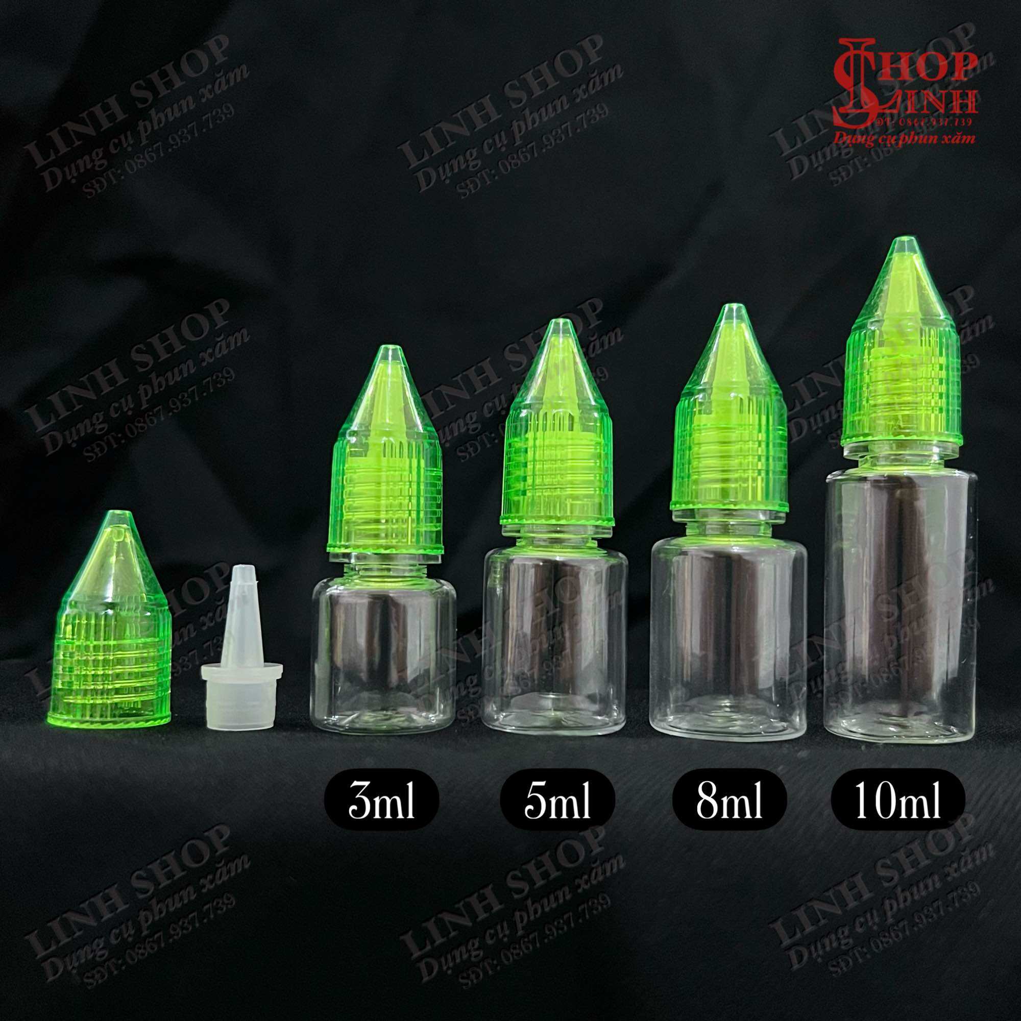 Bình chiết nhựa trong 10ml, 5ml, bình nhựa chai chiết, lọ nhựa chiết mực