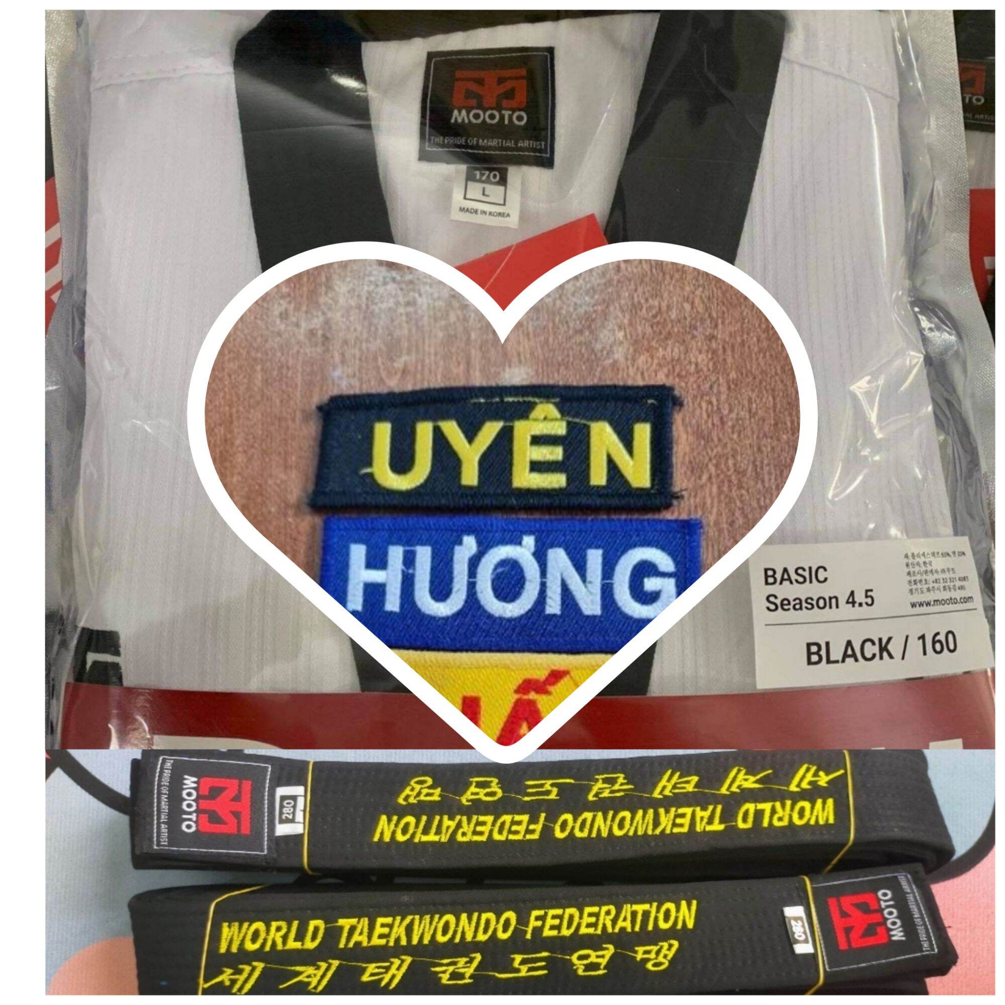 Combo Võ Phục Taekwondo Mooto Kèm Đai 2 Vòng Mooto Loại Tốt- tặng bản tên may vào áo