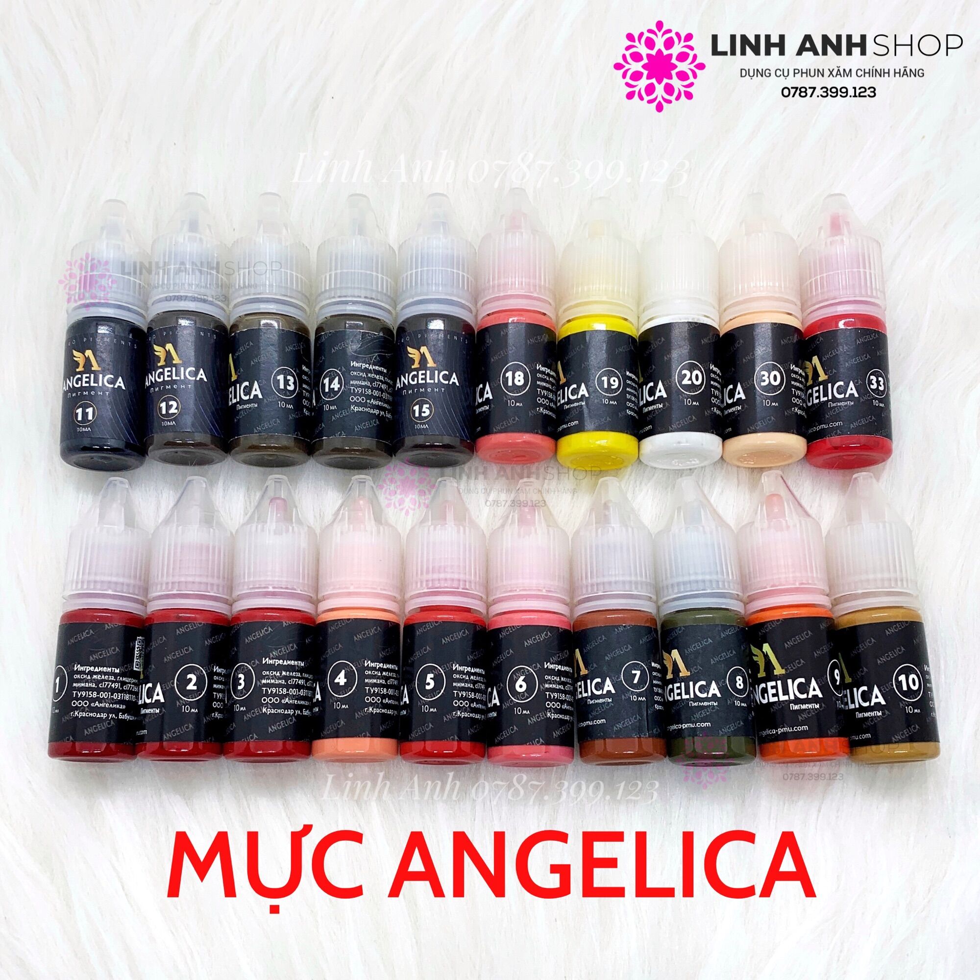 Mực phun xăm angelica nga chính hãng 10ml