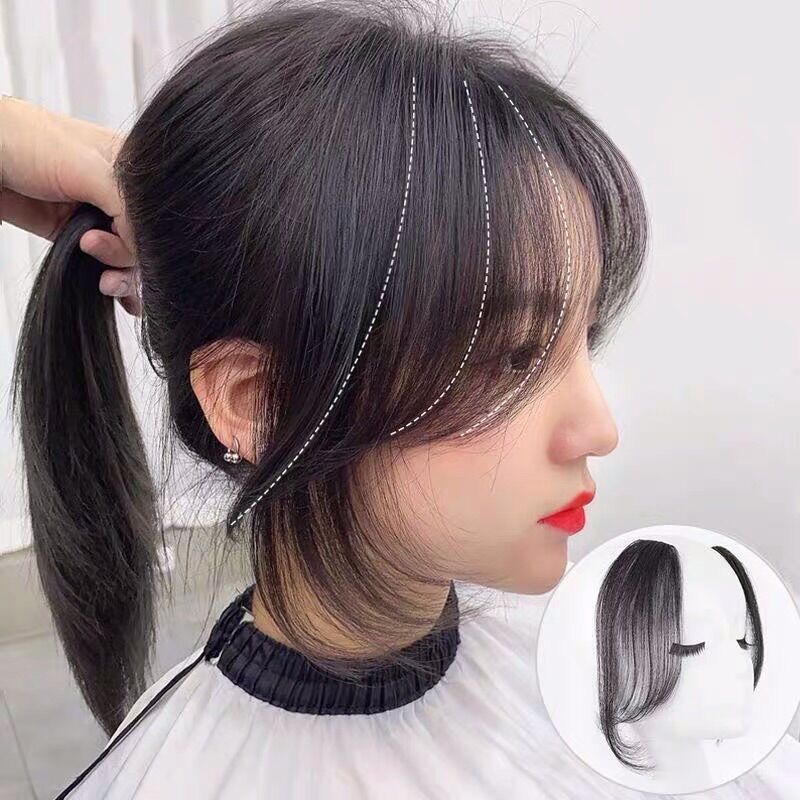 Mái Bay TÓC THẬT Tóc Mái Dài 2 Bên Mái Layer Phong Cách Hàn Quốc