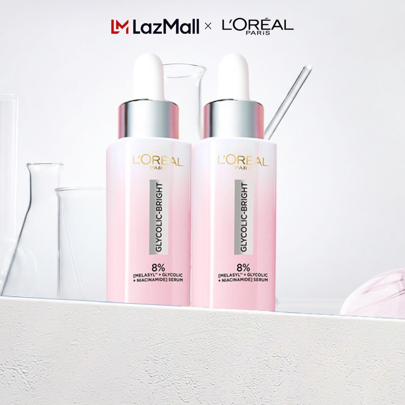 Bộ 2 Serum Glycolic Melasyl 8% [Melasyl+Glycolic+Niacinamide] dưỡng sáng da, mờ thâm mụn  nám Loreal Paris