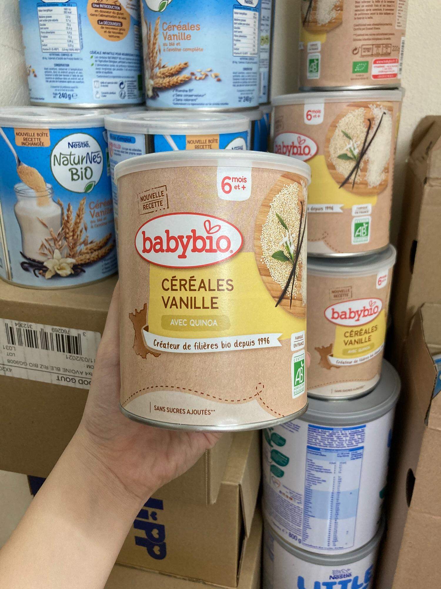 Bột lắc sữa, bột ăn dặm hữu cơ Babybio vị vani 2/23